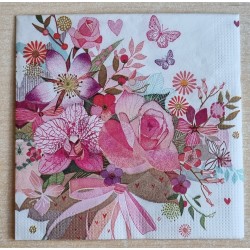 Serviette Blumen pink/rosa