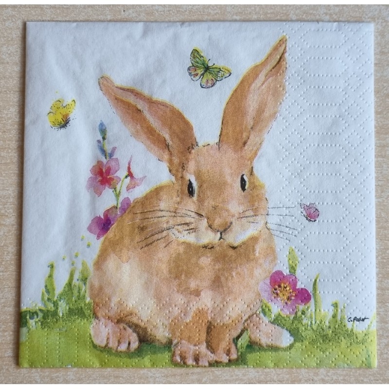 Serviette Kaninchen/Schmetterlinge