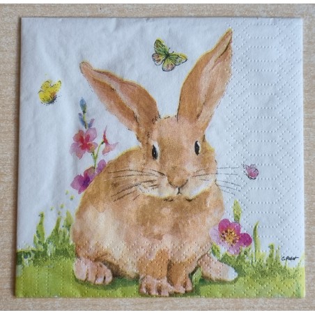 Serviette Kaninchen/Schmetterlinge