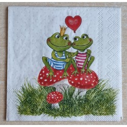 Serviette Zwei verliebte Frösche/Pilze