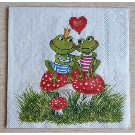 Serviette Zwei verliebte Frösche/Pilze
