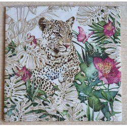 Serviette Leopard/Blumen pink