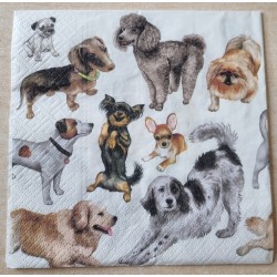Serviette  " Verschiedene Hunde "