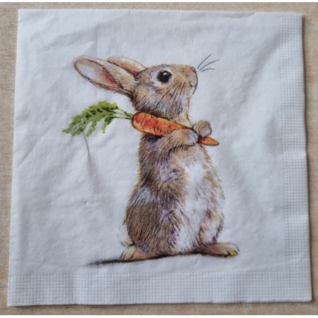 Serviette  " Kaninchen mit Karotte "