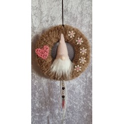Tür/Wanddeko Ring braun/Wichtel rosa