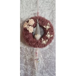 Tür/Wanddeko Ring mauve/Wichtel hellgrau