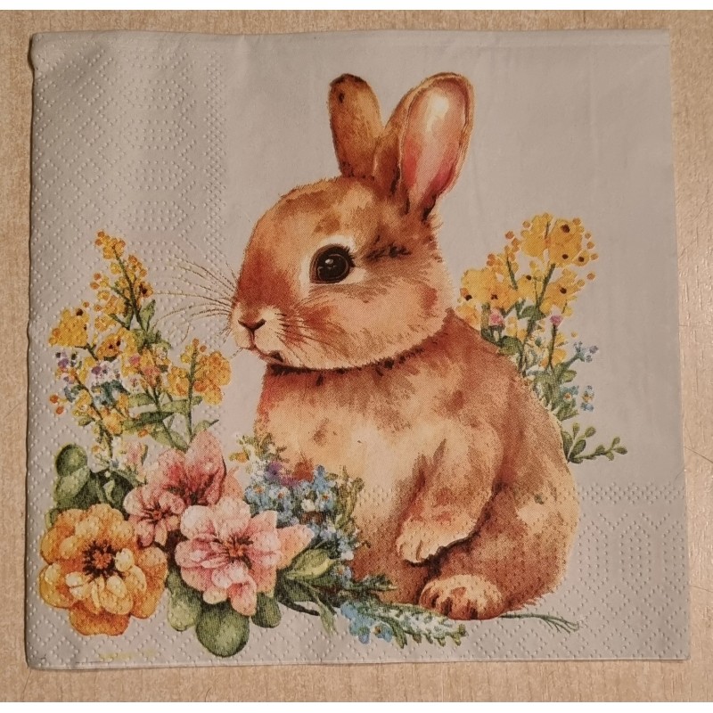 Serviette Kaninchen/Blumen