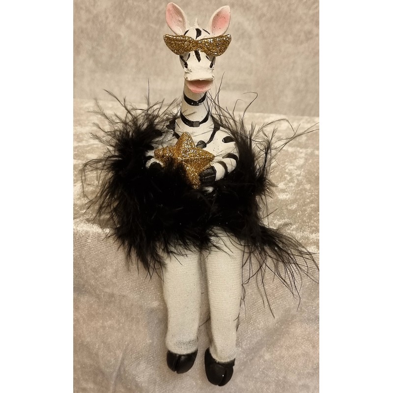 Kantenhocker Zebra mit Stern  schwarz/weiss/gold