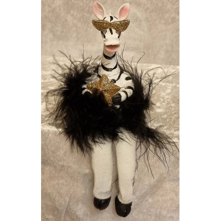 Kantenhocker Zebra mit Stern  schwarz/weiss/gold