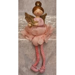 Kantenhocker Engel mit stern rosa/gold