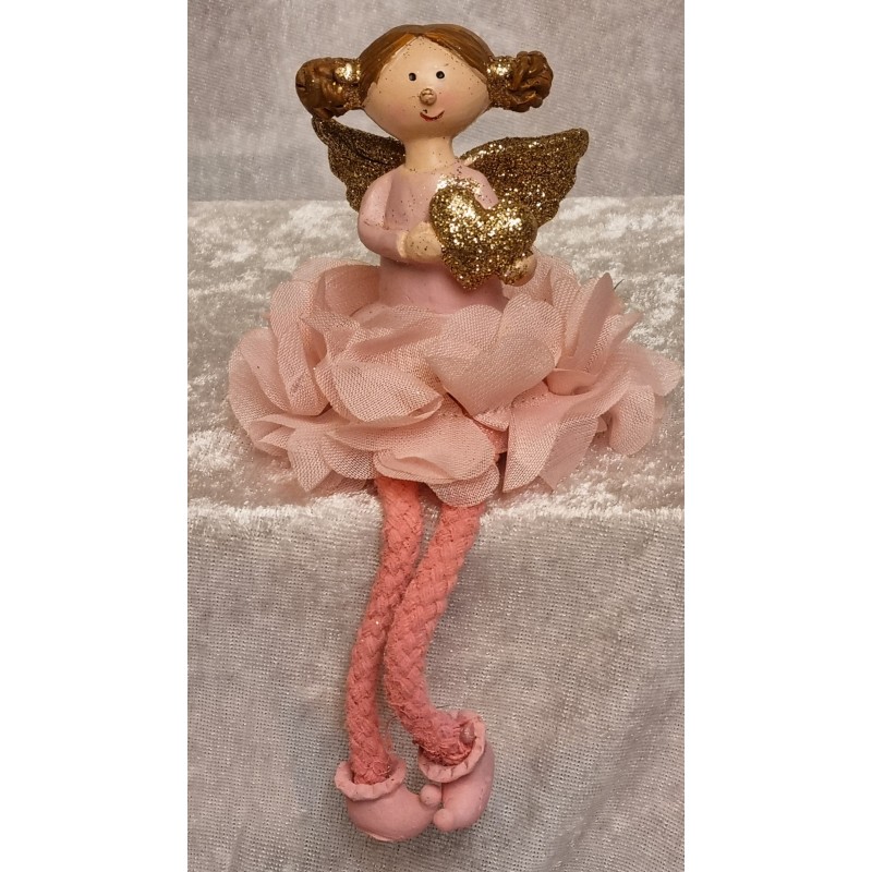 Kantenhocker Engel mit Herz rosa/gold