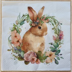Serviette Kaninchen und Blumenkreis