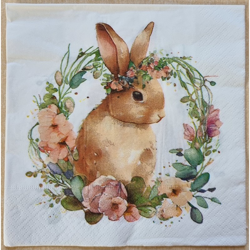 Serviette Kaninchen und Blumenkreis