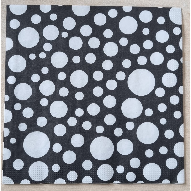 Serviette Punkte schwarz/weiss