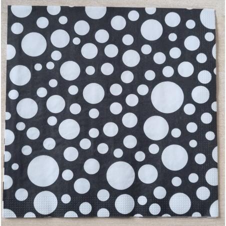 Serviette Punkte schwarz/weiss