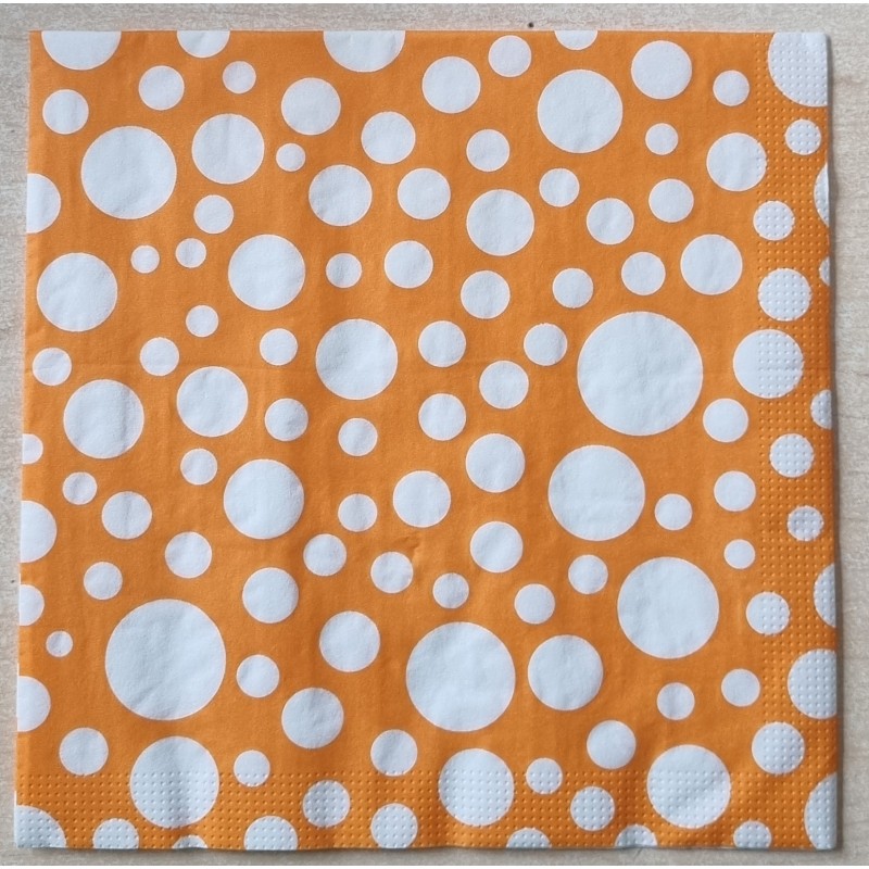 Serviette Punkte orange/weiss
