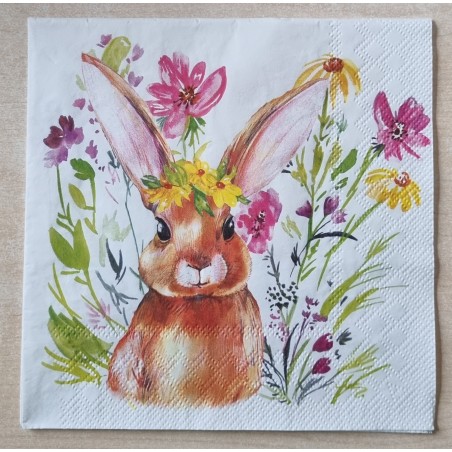 Serviette Kaninchen/Blumen