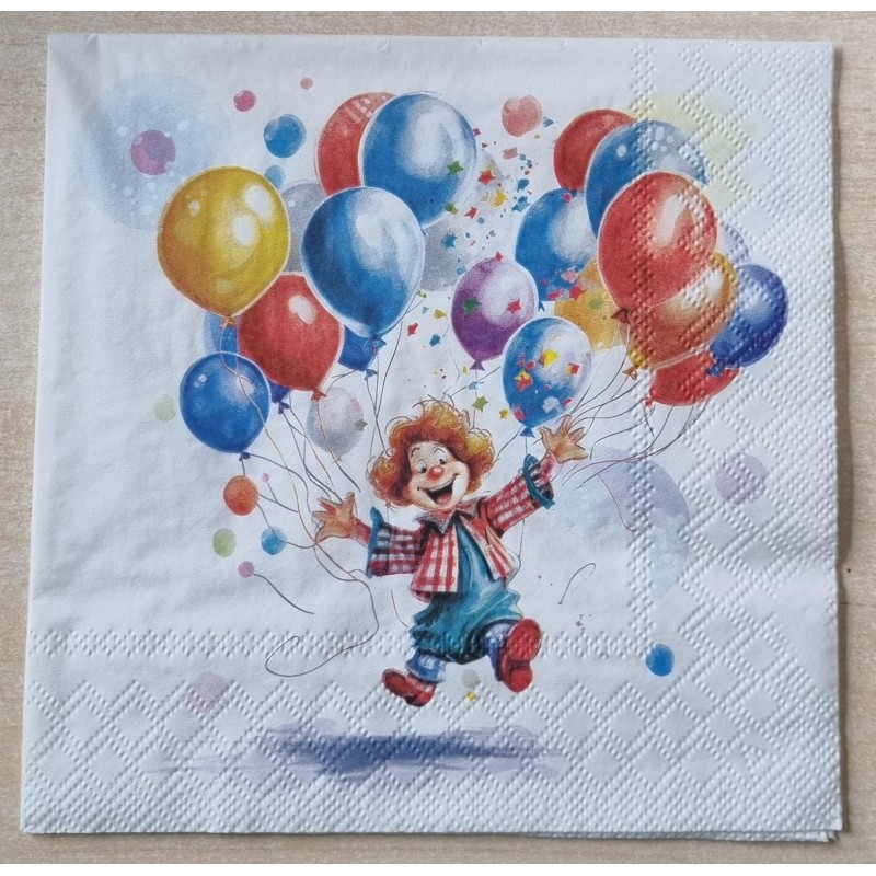 Serviette Clown mit Luftballons