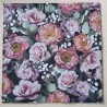 Serviette Blumen schwarz/rosa
