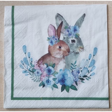 Serviette Zwei Kaninchen/blautöne