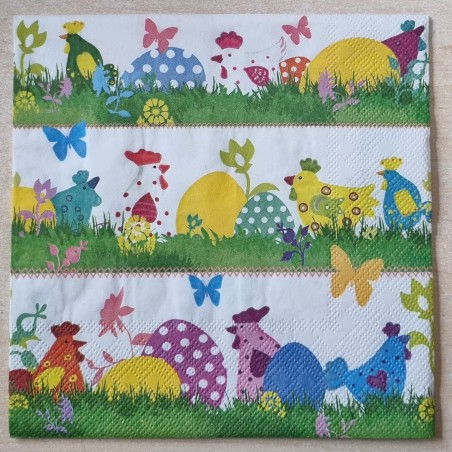 Serviette Bunte Hühner und Eier