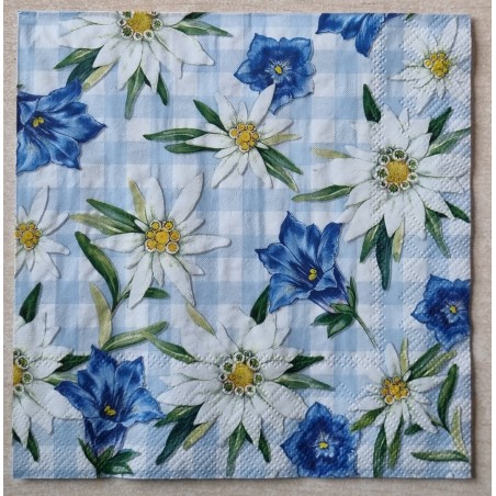 Serviette Karo hellblau Edelweiss/Enzian