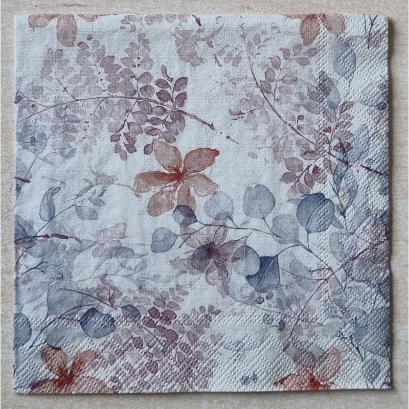 Serviette Blumen/Blätter pastelltöne