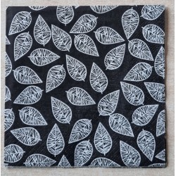 Serviette Blätter schwarz/weiss