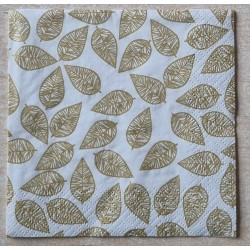 Serviette Blätter weiss/gold