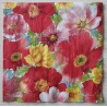 Serviette Blumen rot/gelb/rosa