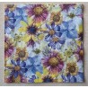 Serviette Blumen weiss/blau/gelb/mauve