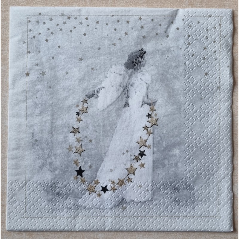 Serviette Engel schwarz/weiss