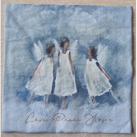 Serviette Drei Engelmädchen blau