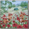 Serviette Zwei Kaninchen und Zelt