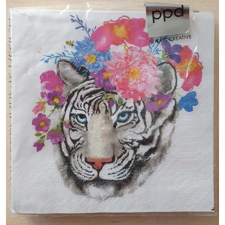 Servietten Tiger/Blumen