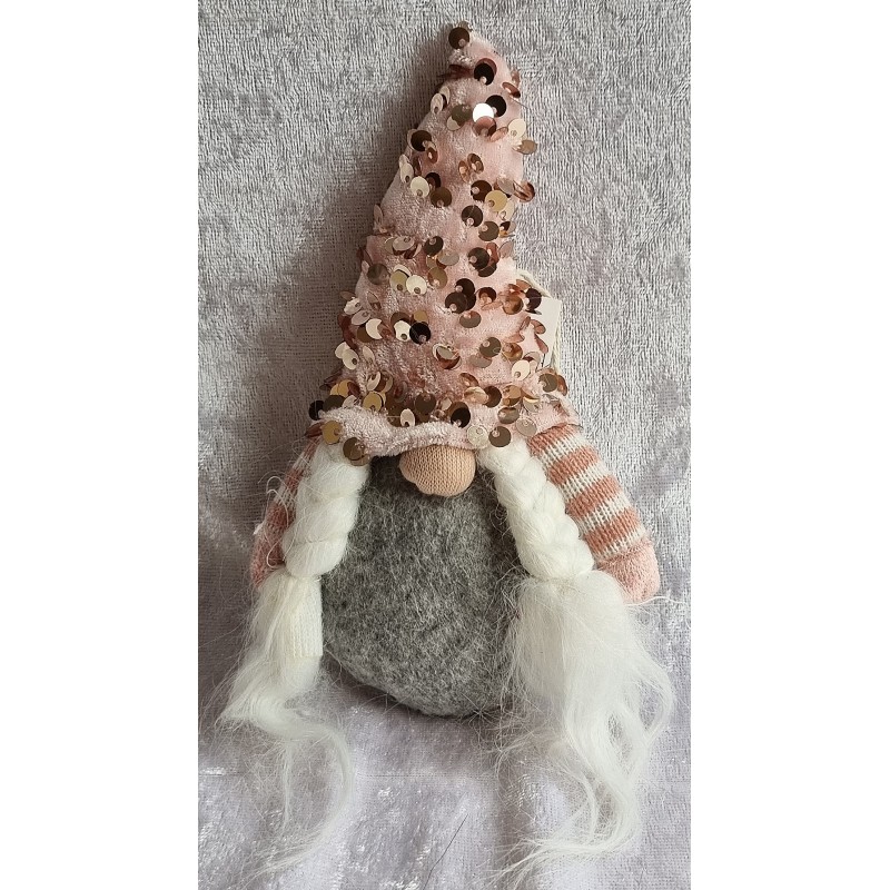 Wichtel Pailletten rosa/mit Zöpfen/zum Hängen