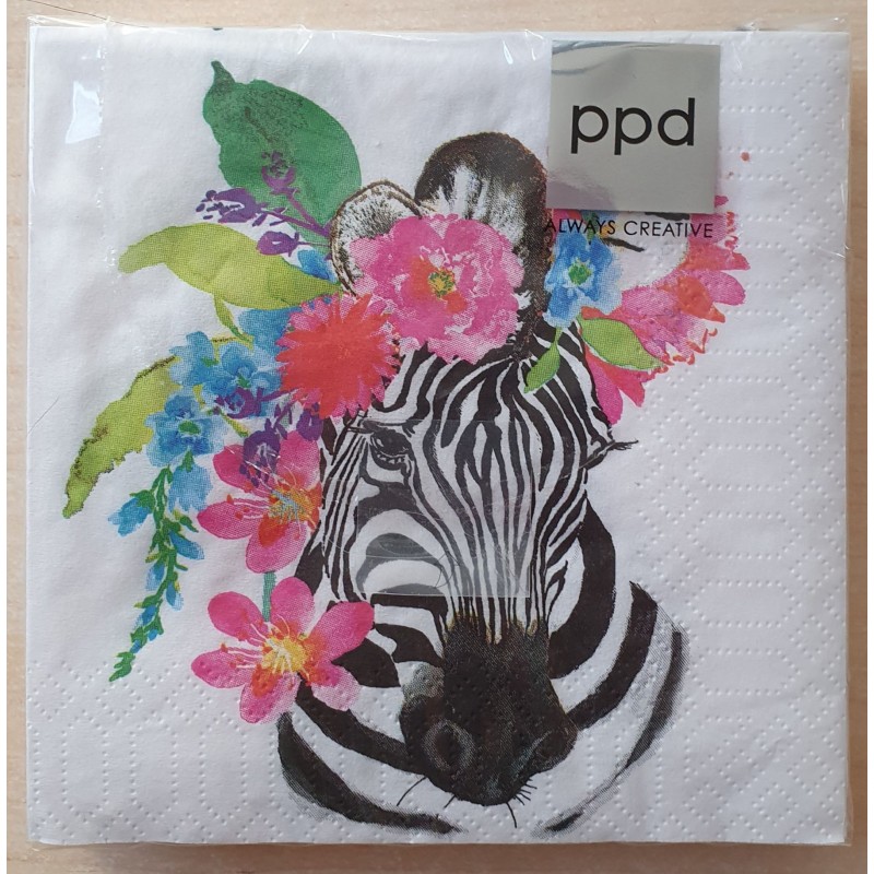 Servietten Zebra/Blumen
