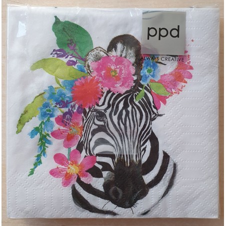 Servietten Zebra/Blumen
