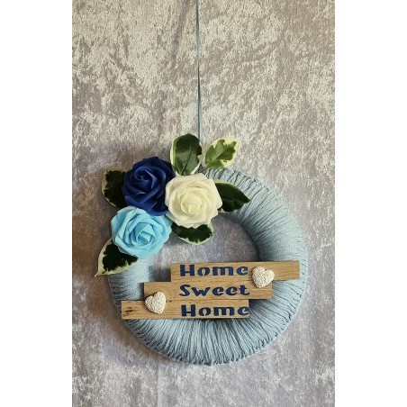 Tür/Wanddeko Ring hellblau/Home sweet Home