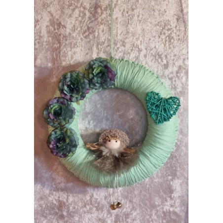 Tür/Wanddeko Ring mint/Püppchen grau