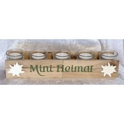 Teelicht/Eier Balken  " Mini Heimat " grün/ Edelweiss