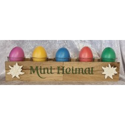Teelicht/Eier Balken  " Mini Heimat " grün/ Edelweiss