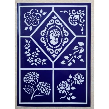 Schablone Selbstklebend verschiedene Muster/Blumen