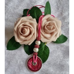 Kette lang mit Nespresso Kapsel  pink/weiss