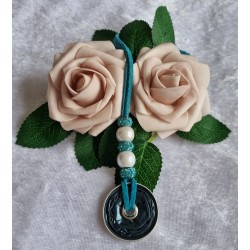 Kette lang mit Nespresso Kapsel  petrol-türkis/weiss