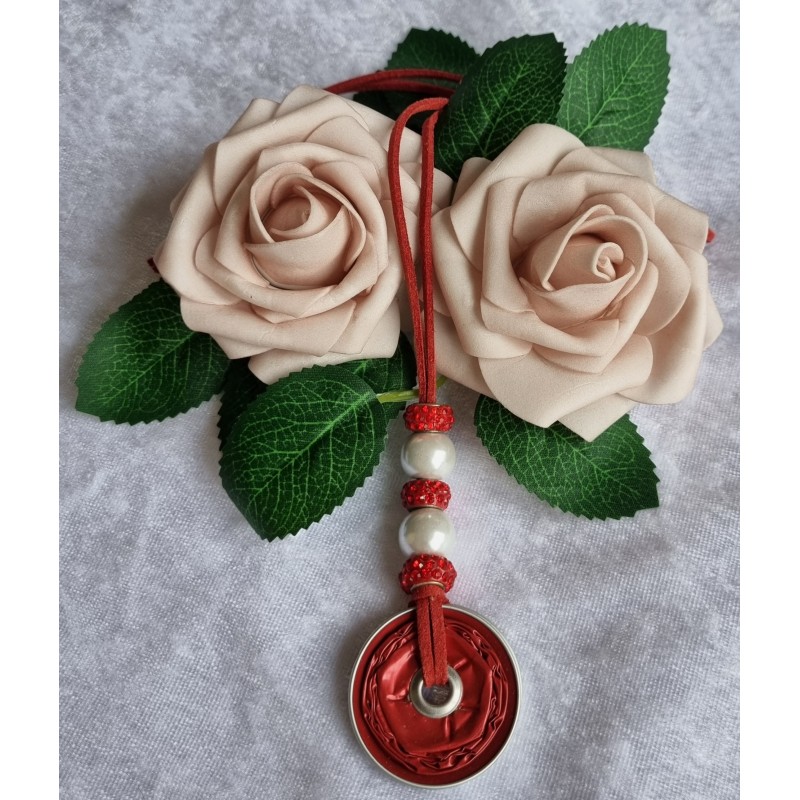Kette lang mit Nespresso Kapsel  rot/weiss