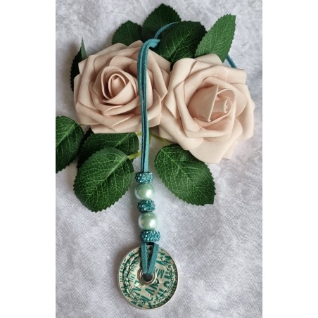 Kette lang mit Nespresso Kapsel  Muster türkis/mint