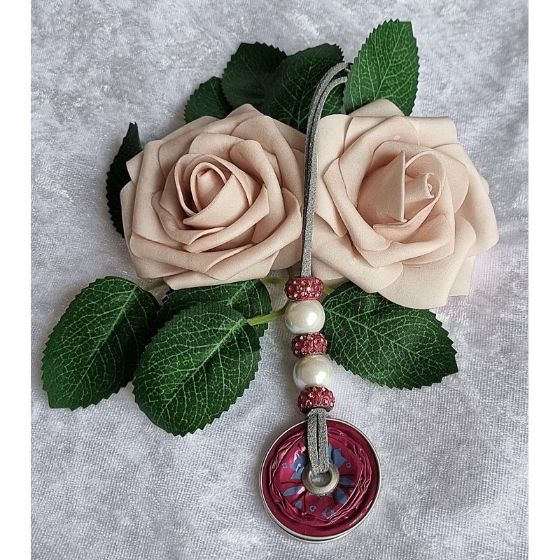 Kette lang mit Nespresso Kapsel  Muster pink/weiss