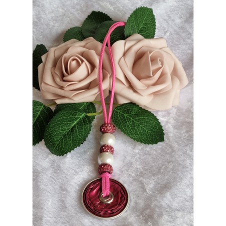 Kette lang mit Nespresso Kapsel  Muster pink/weiss
