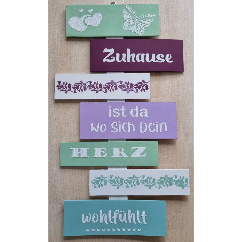 Schild " Zuhause "  bunt
